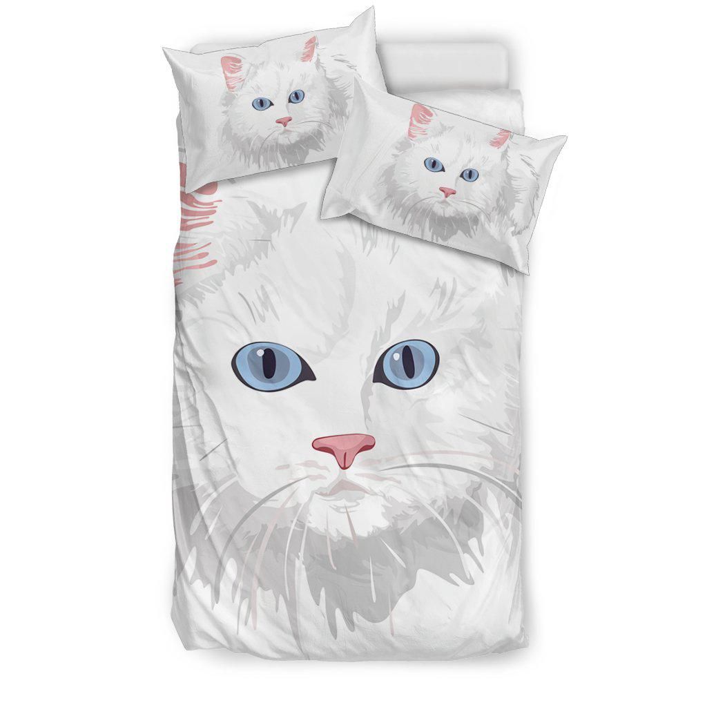 Lovely White Cat Bedding Set