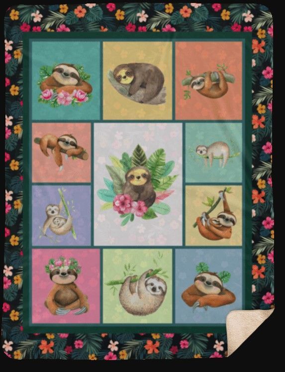 Loves Sloth Sherpa Fleece Blanket