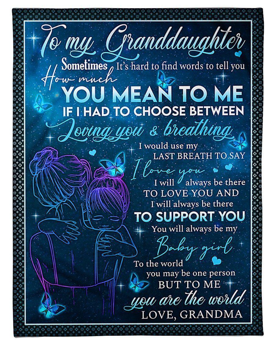 Loving You And Breathing Grandma To Granddaughter Fleece Blanket Fleece Blanket