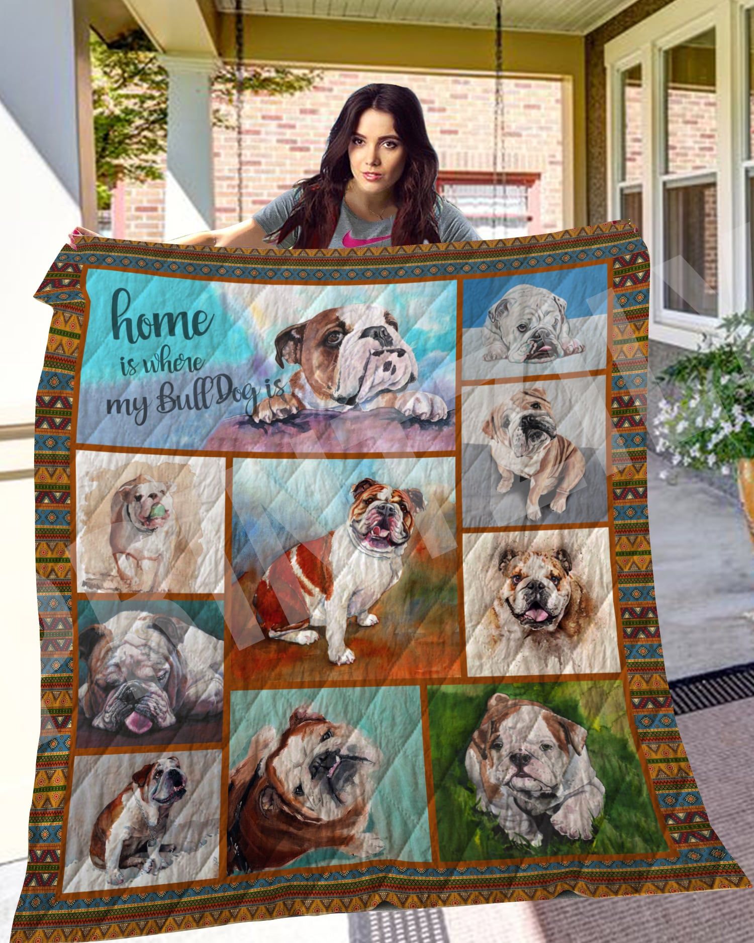 Lth2307 Bulldog I Have A Big Friend Quilt Dhc16124799Dd