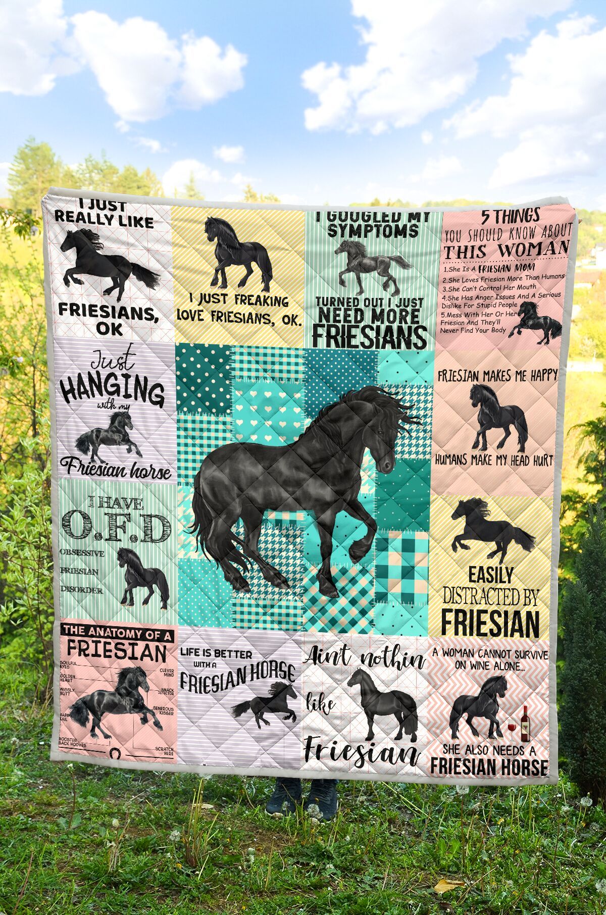 Ltr0512 Horse I Love Friesian Quilt Dhc16122154Dd