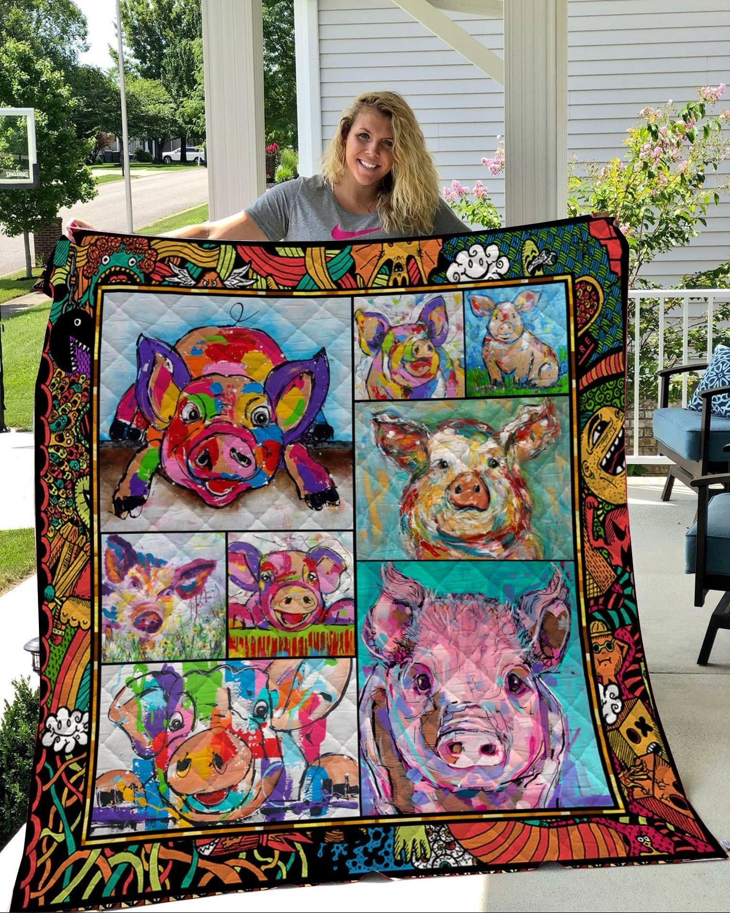 Ltr0811 Pig Color Pigs Quilt Dhc16122573Dd