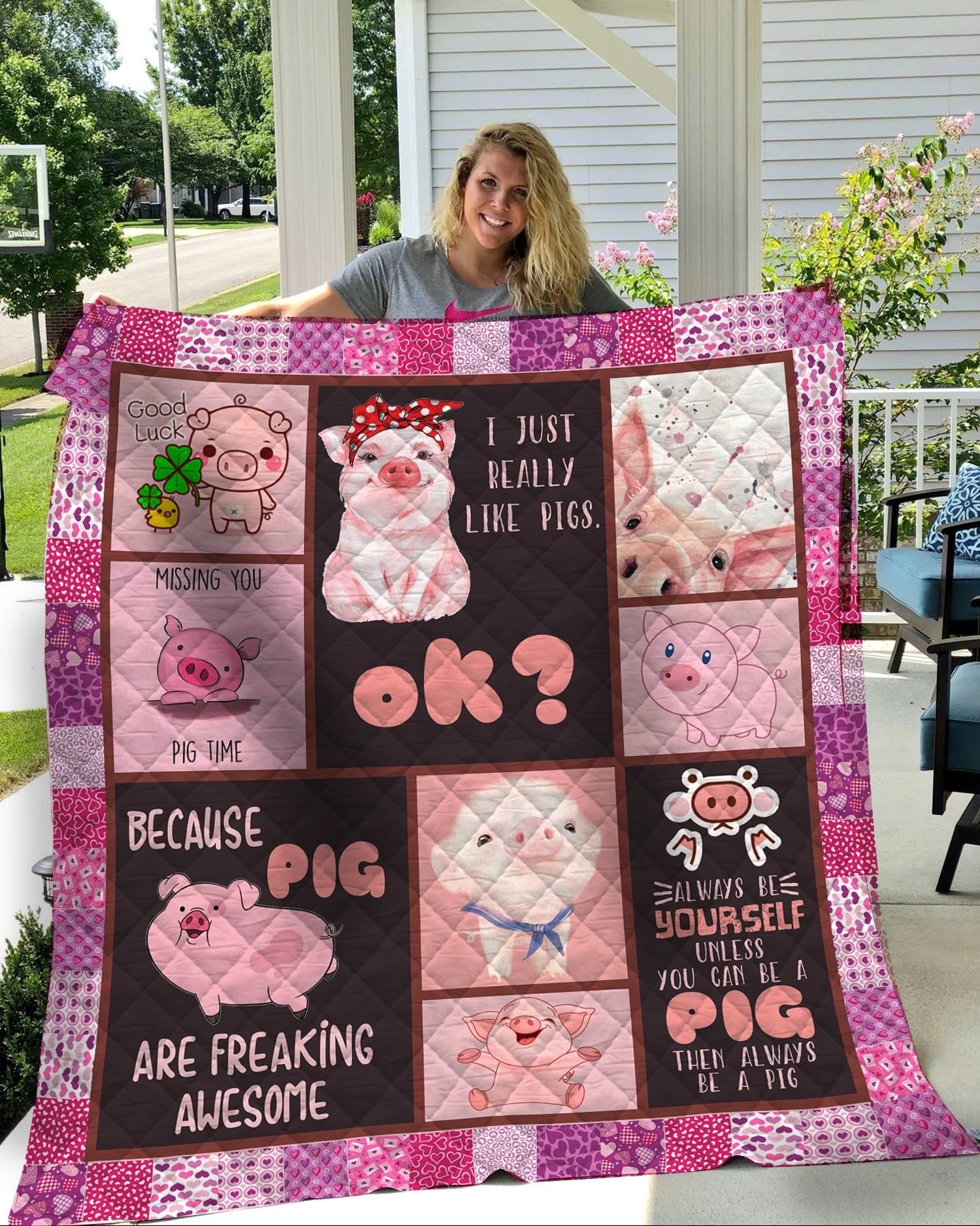 Ltr0811 Pig Missing You Pig Time Quilt Dhc16122572Dd