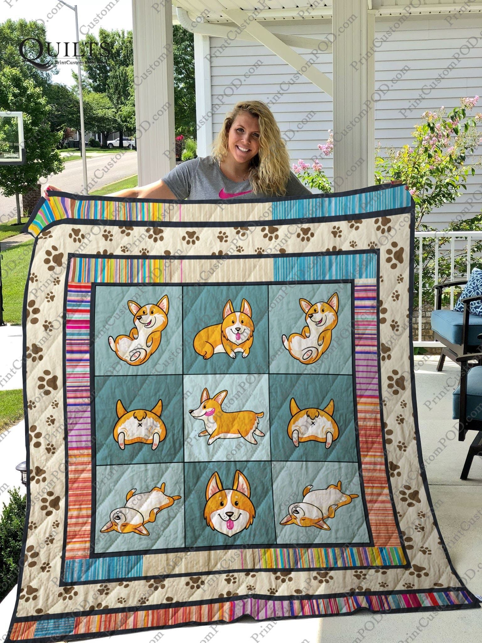 Ltr1211 Corgi Lazy Corgi Quilt Dhc16122465Dd