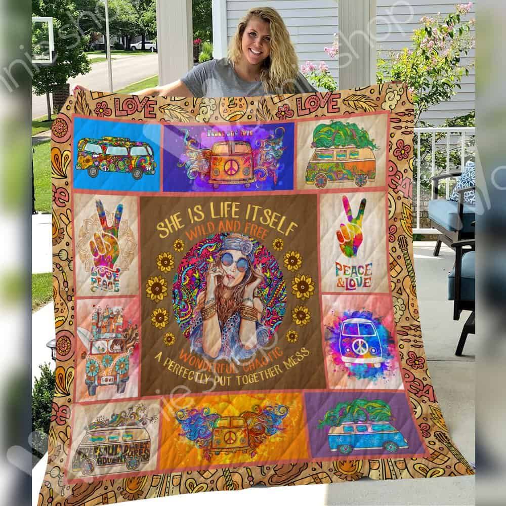 Ltr1212 Hippie Love Peace Not War Quilt Dhc16121944Dd