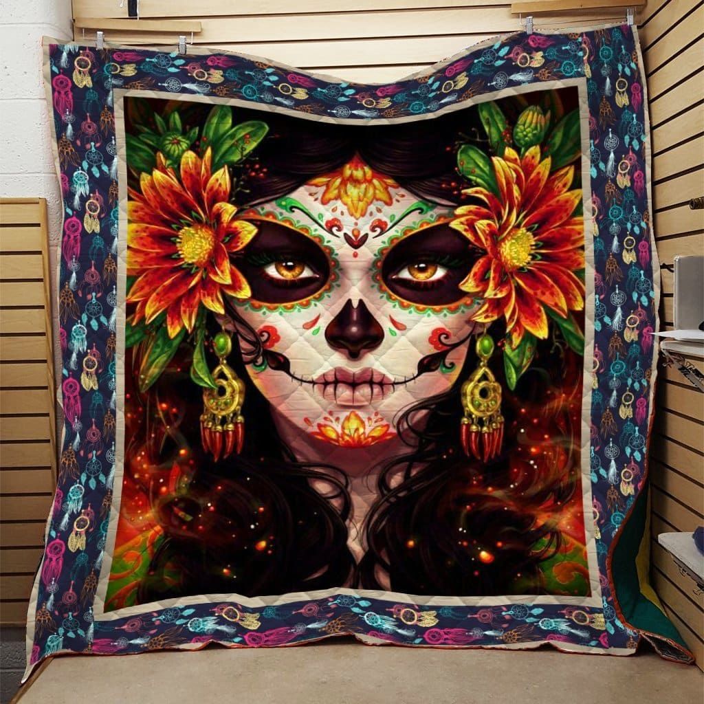 Ltr2009 Sugar Skull Love Dead Day Quilt Chrismas Gift Dhc16122718Dd