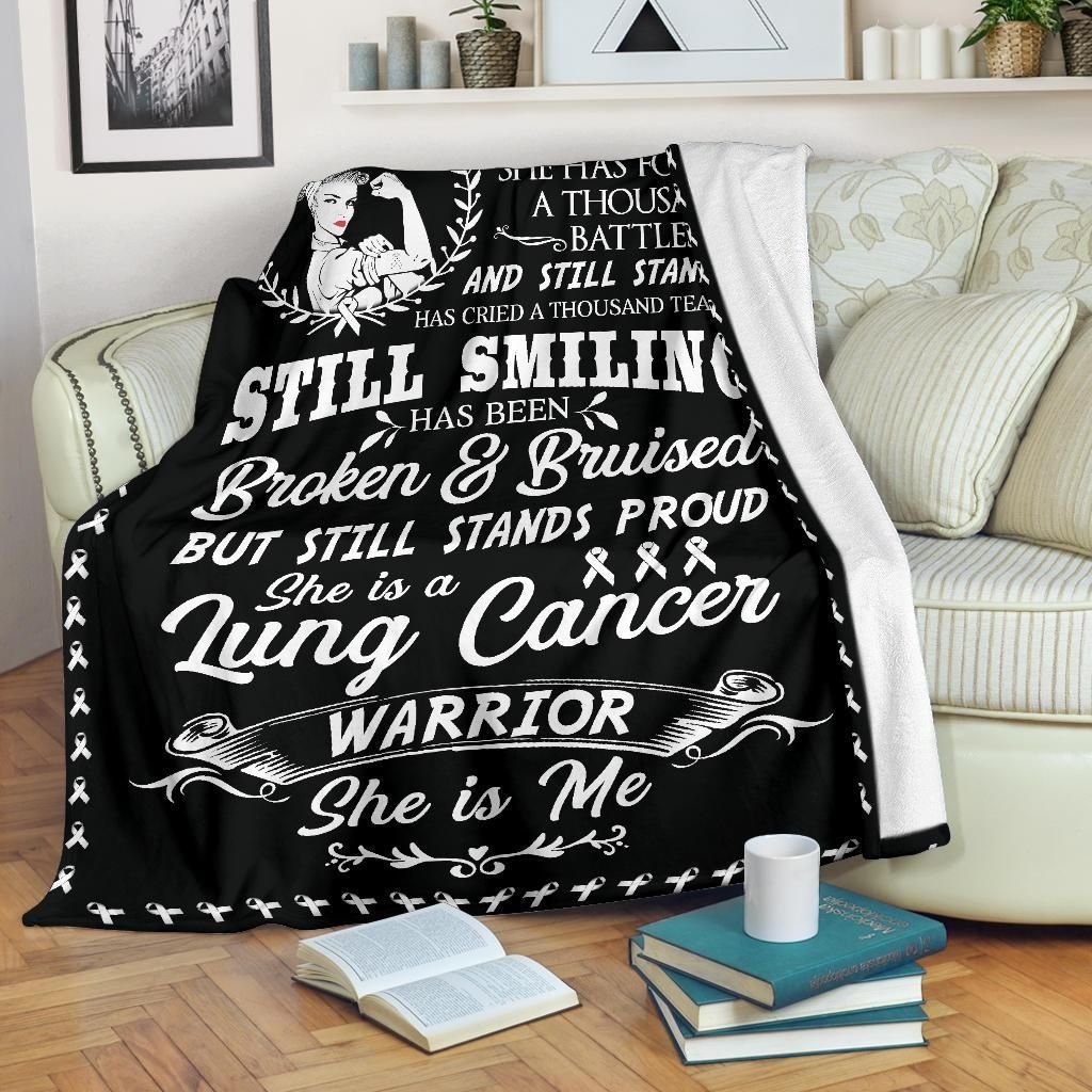 Lung Cancer Awareness Sherpa Fleece Blanket