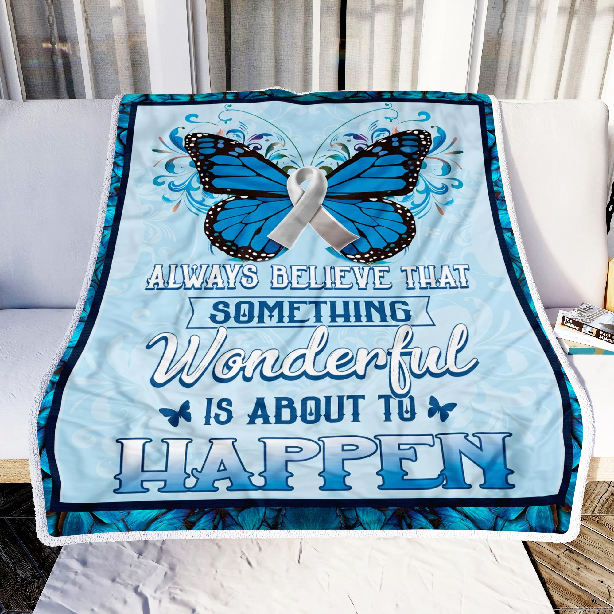 Lung Cancer Awareness Something Wonderful Is About To Happen Fleece Blanket
