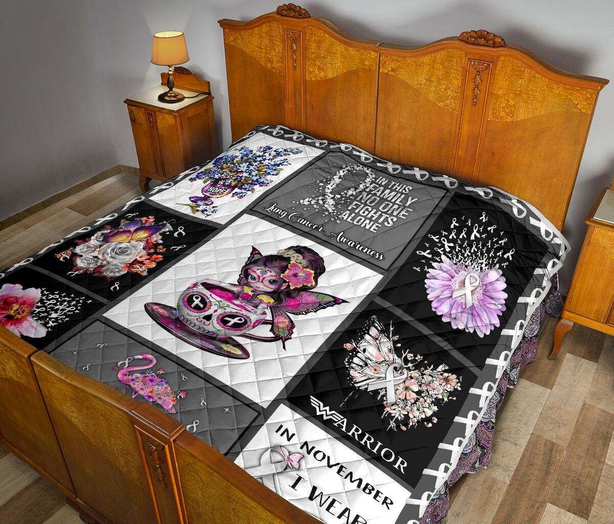 Lung Cancer Skull Quilt DHC281111286DD