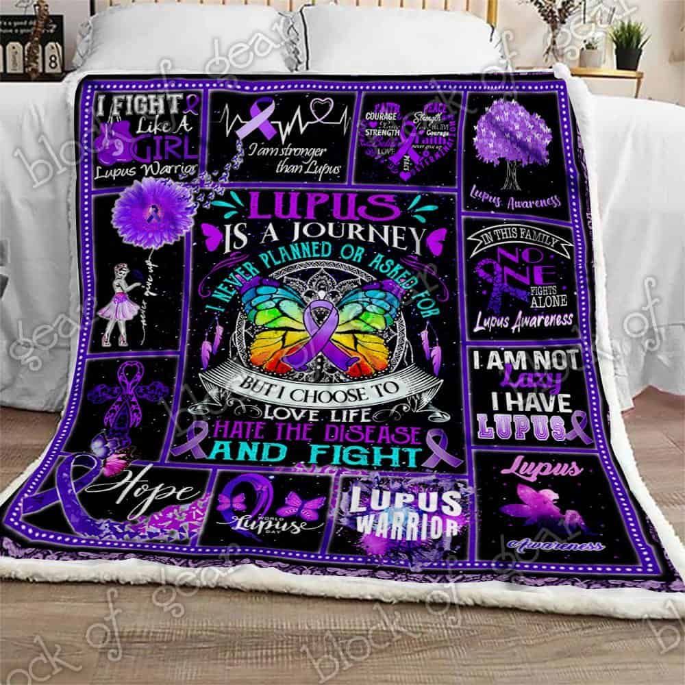 Lupus Warrior Sherpa Fleece Blanket