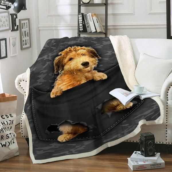 Lurcher Dog Pocket Sherpa Fleece Blanket