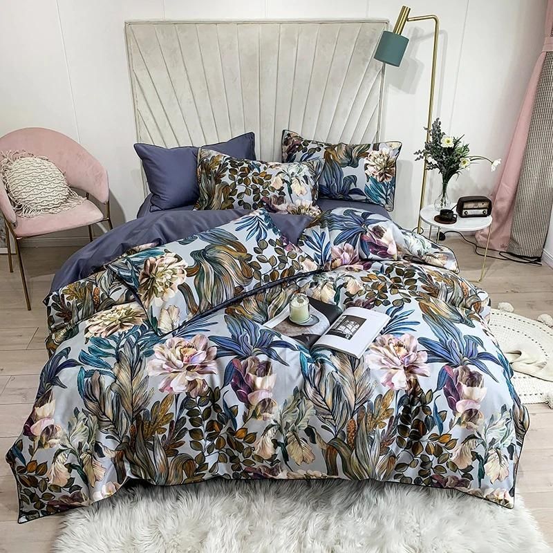 Luxury 3d Egyptian Flamingo Leaf Pattern Bedding Set