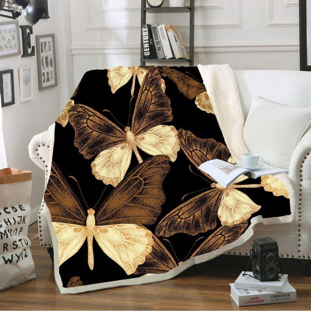 Luxury Butterfly Sherpa Fleece Blanket