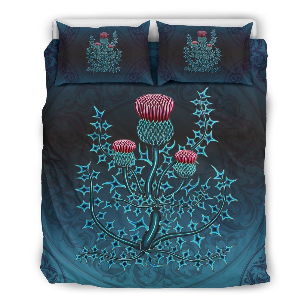 Luxury Thistle Scotland Dark Green Bedding Set
