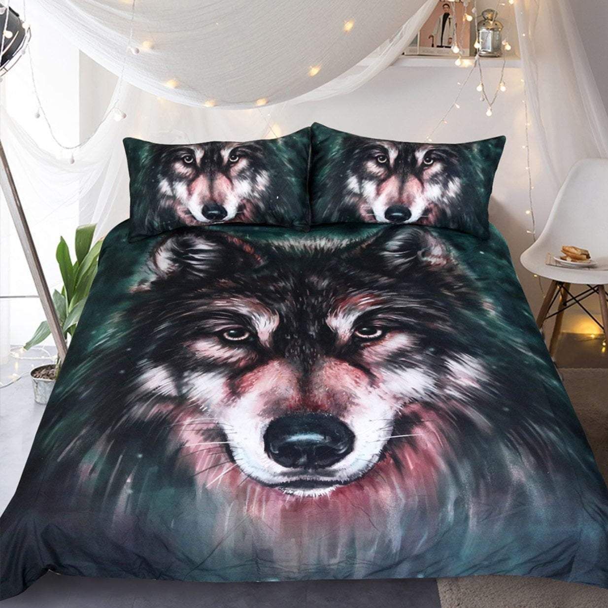 Luxury Wolf Face Bedding Set