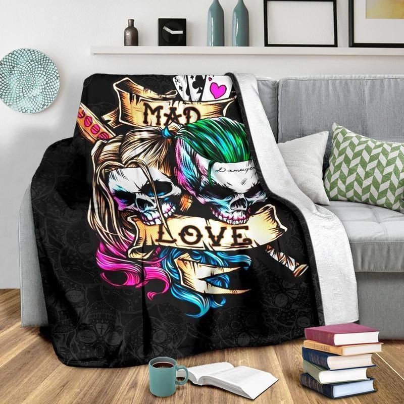 Mad Love Skull Fleece Blankets Sherpa Fleece Blanket