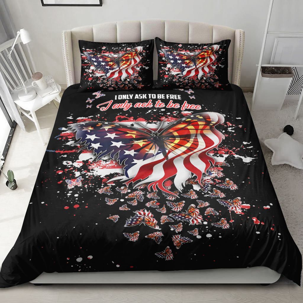 Magic Butterfly American Flag Bedding Set