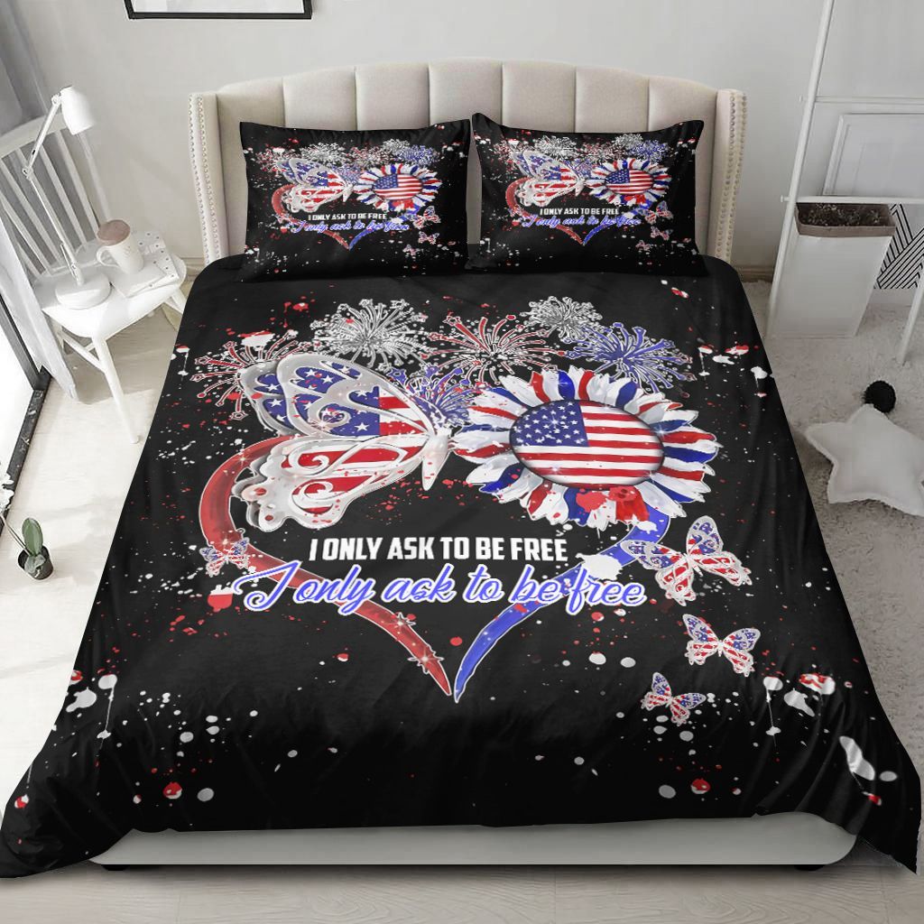 Magic Butterfly Sunflower American Flag Bedding Set