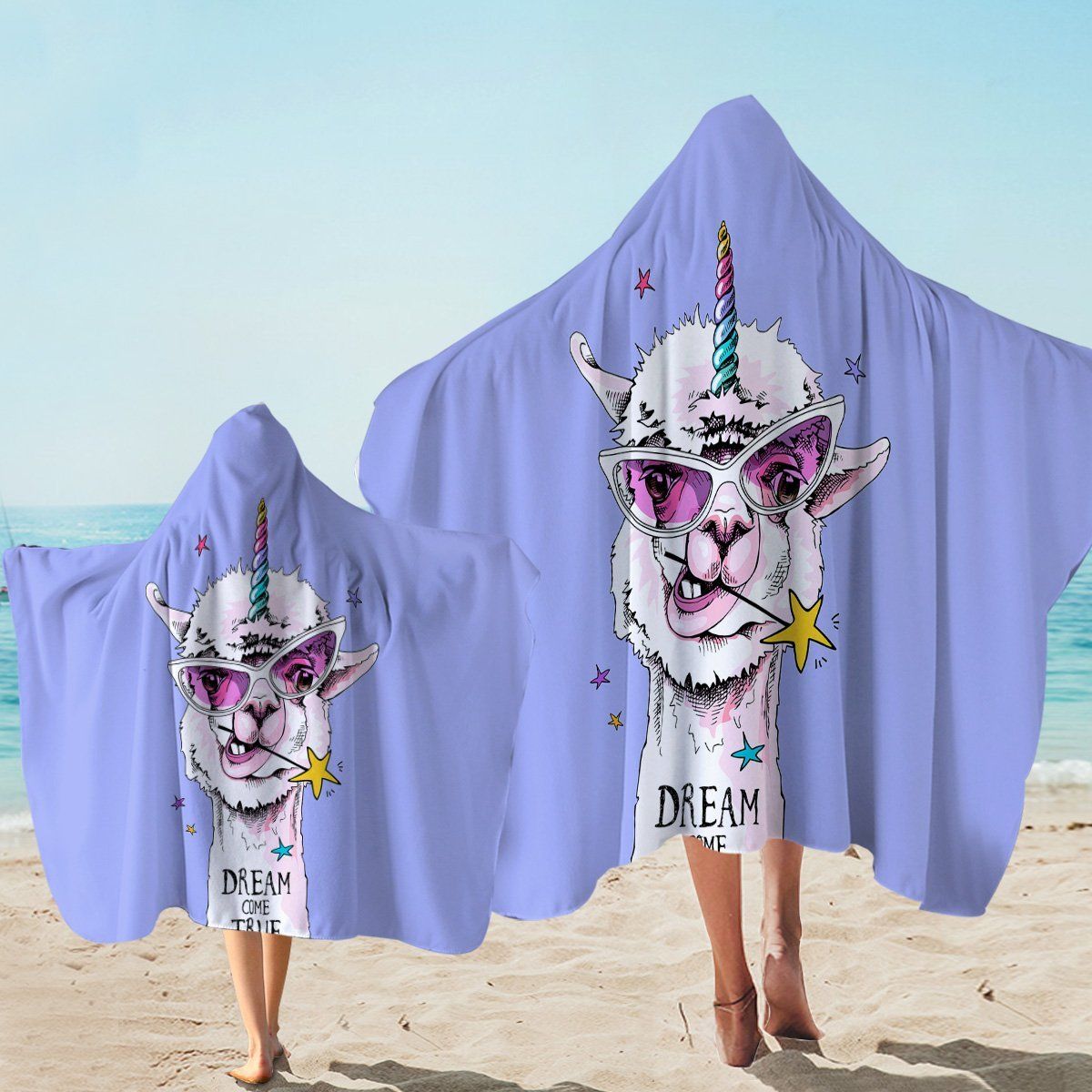Magic Llama Indigo Follow Your Dreams Printed Hooded Towel