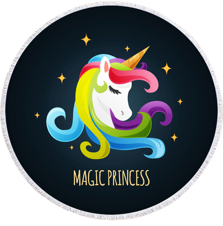 Magic Princess Unicorn Yoga Printed Round Beach Towel