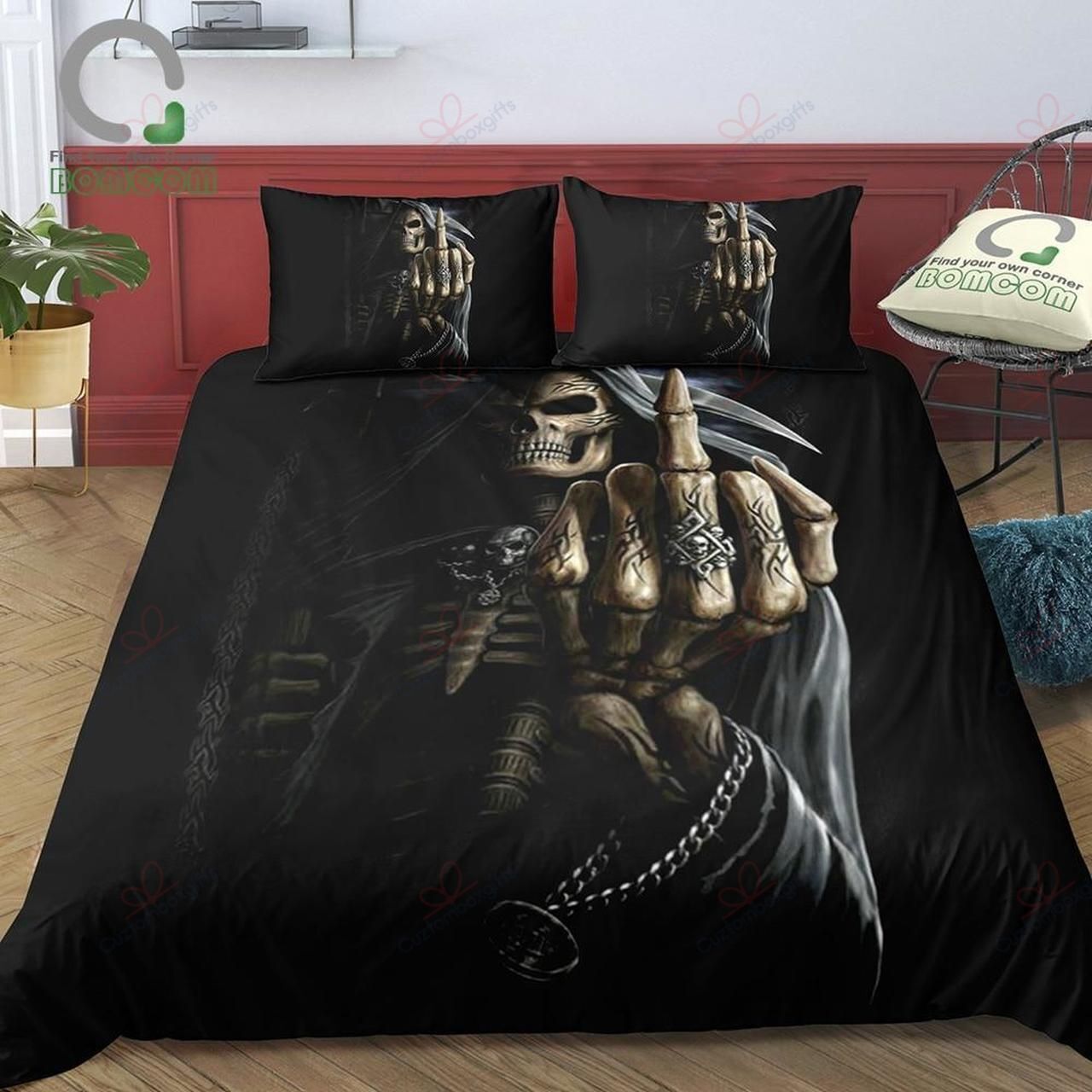 Magic Skull Finger Up Grim Reaper Bedding Set