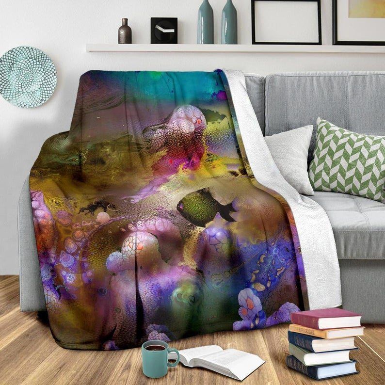 Magical Dolphin And Fish Coral Reef Sherpa Fleece Blanket