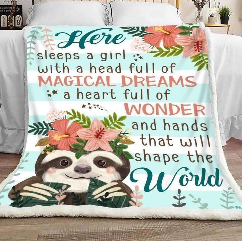 Magical Dream With Sloth Sherpa Fleece Blanket