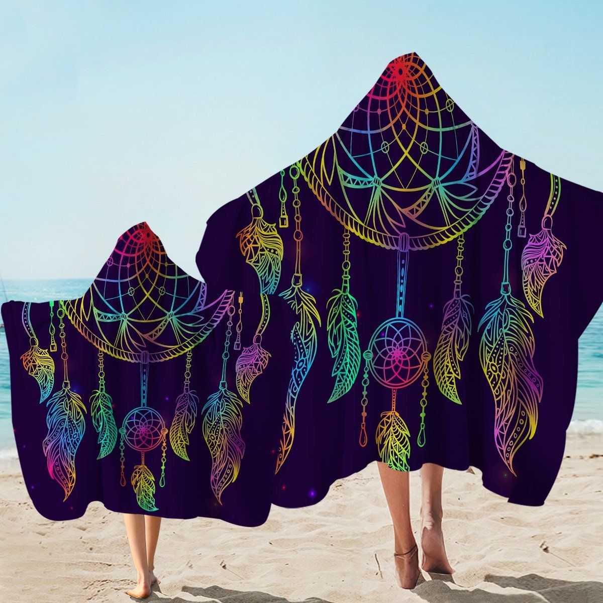 Magical Dreamcatcher Purplish Printed Hooded Towel