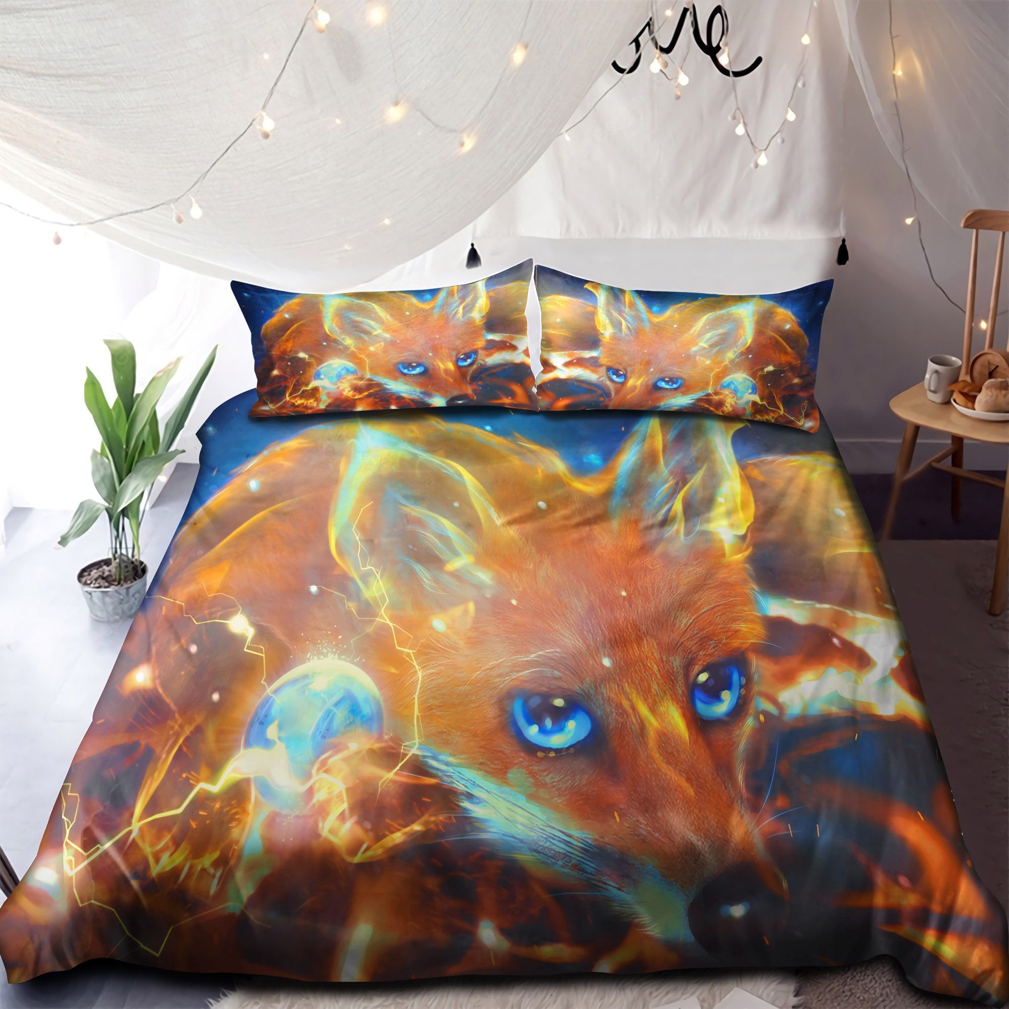 Magical Fox With Blue Eyes Bedding Set