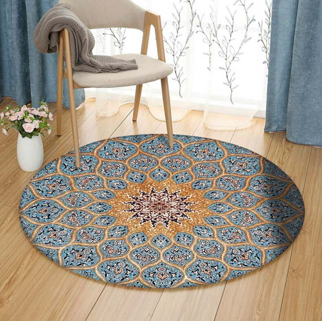 Magical Mandala Floral Round Carpet