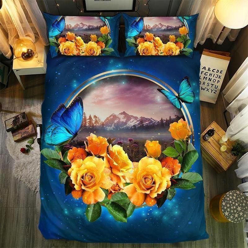 Magical Mirror Yellow Rose Printed Bedding Set