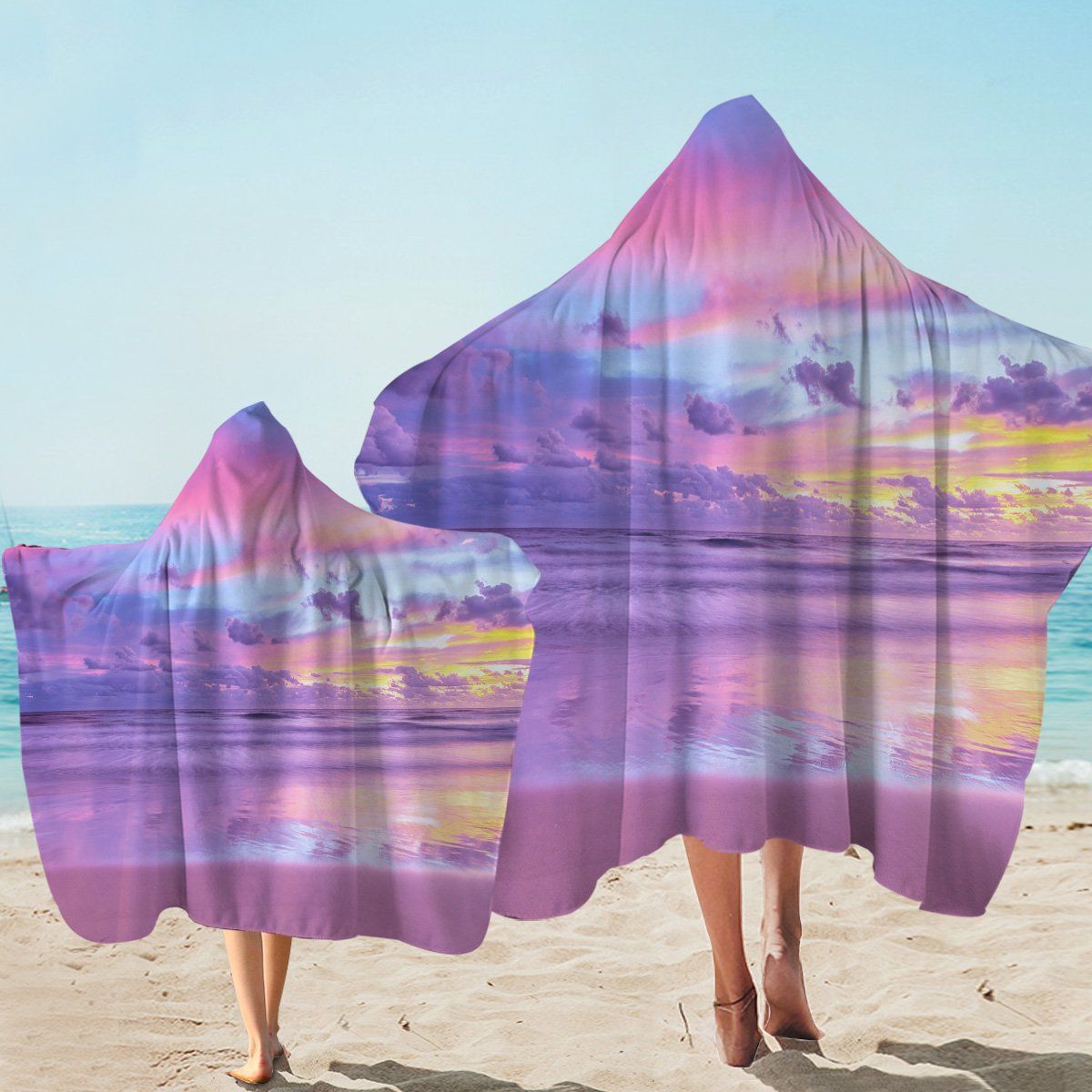 Magical Purplish Sunset Printed Hooded Towel