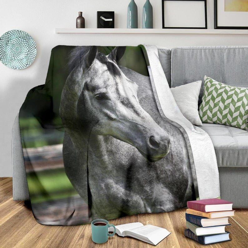 Magnificent Dapple Gray Horse Sherpa Fleece Blanket