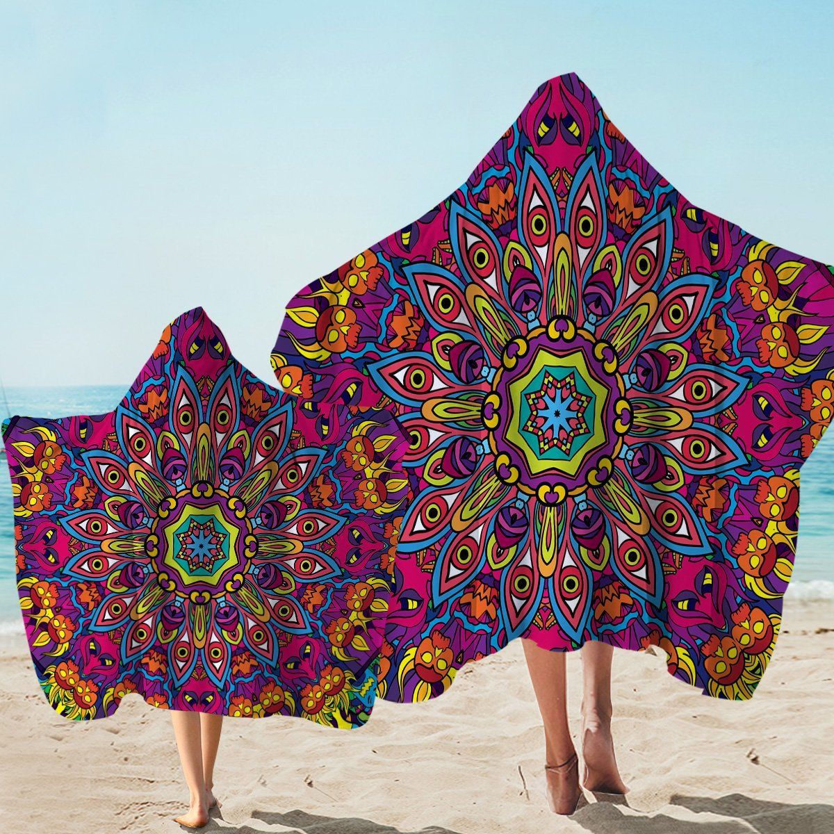 Magnified Particle Pattern Printed Hooded Towel