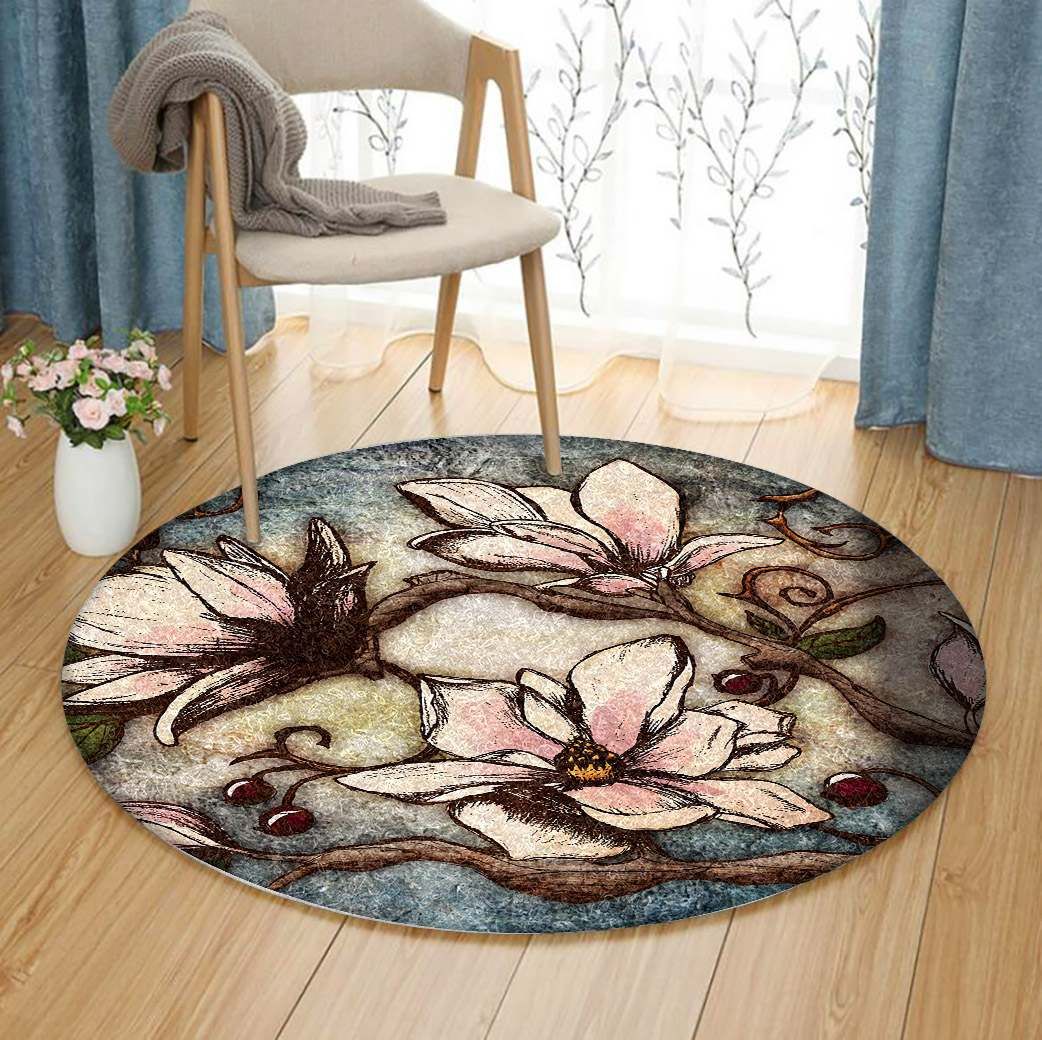 Magnolia Branch Round Carpet
