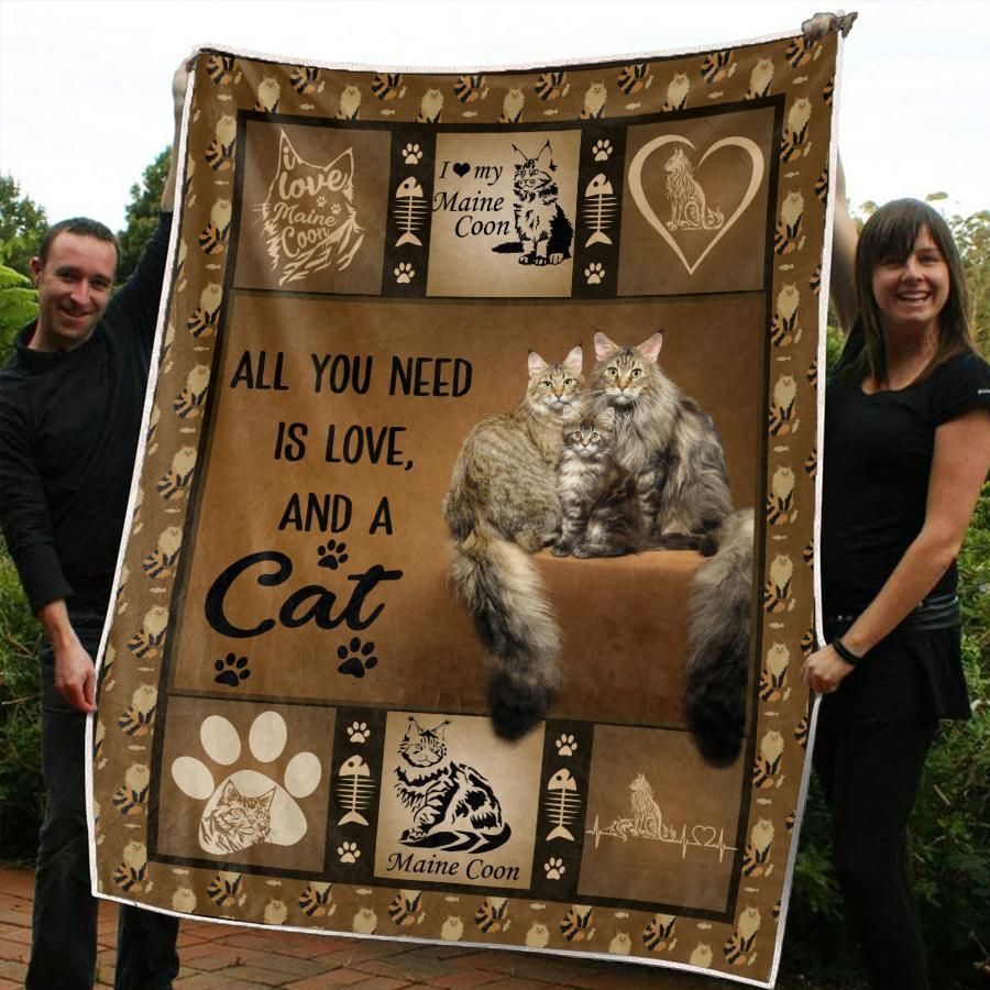 Maine Coon Cat Sherpa Fleece Blanket