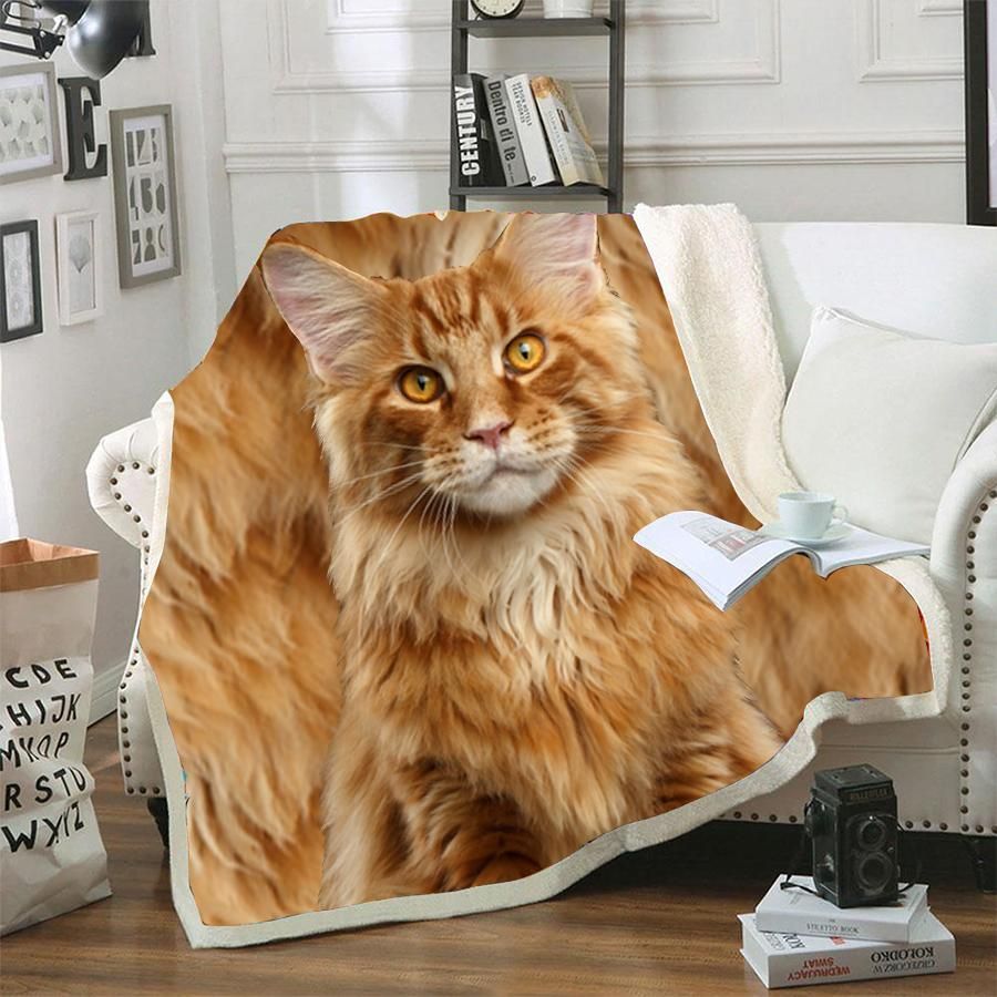 Maine Coon Cat Sherpa Fleece Blanket