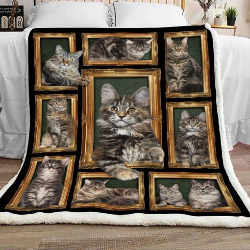 Maine Coon Cat Sherpa Fleece Blanket