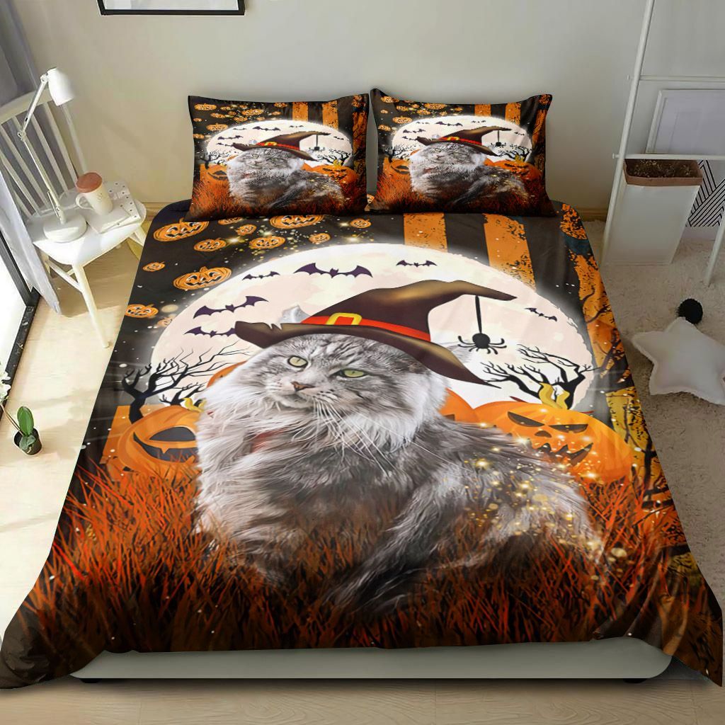 Maine Coon Cat Happy Halloween Bedding Set