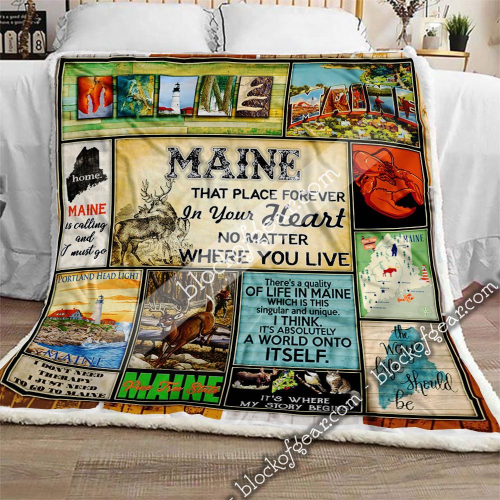 Maine Is Calling And I Must Go Sherpa Fleece Blanket