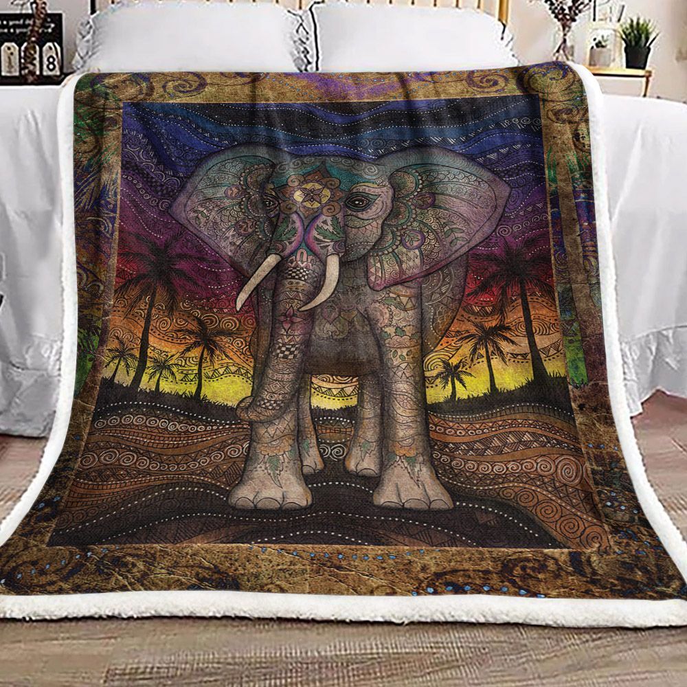Majestic Elephant Sherpa Fleece Blanket