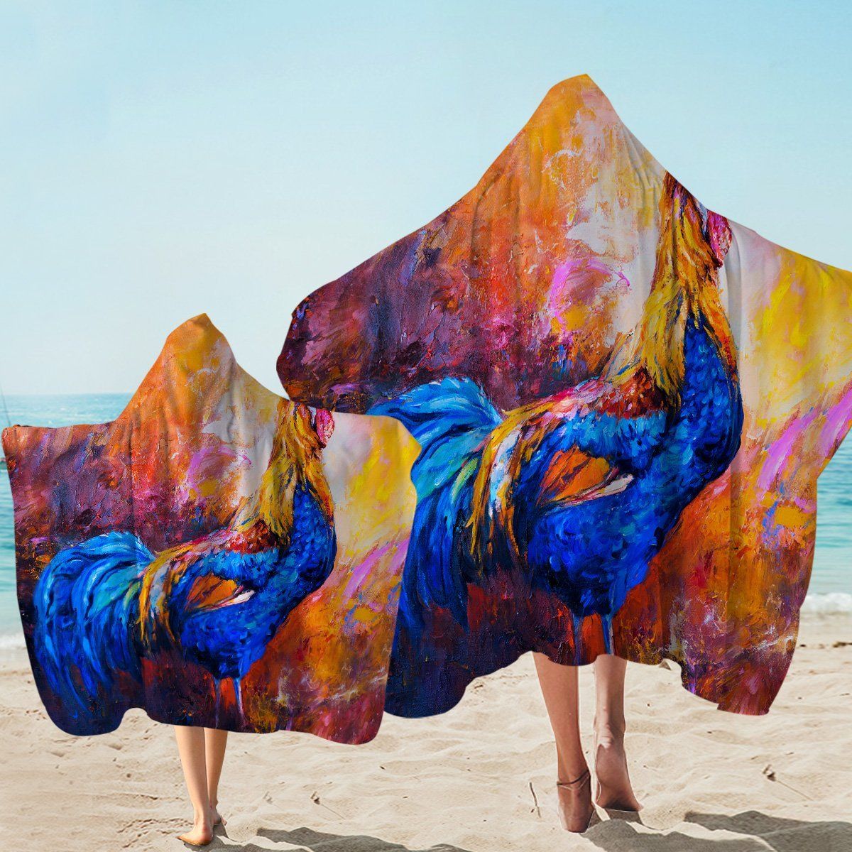 Majestic Rooster Rise And Shine Printed Hooded Towel