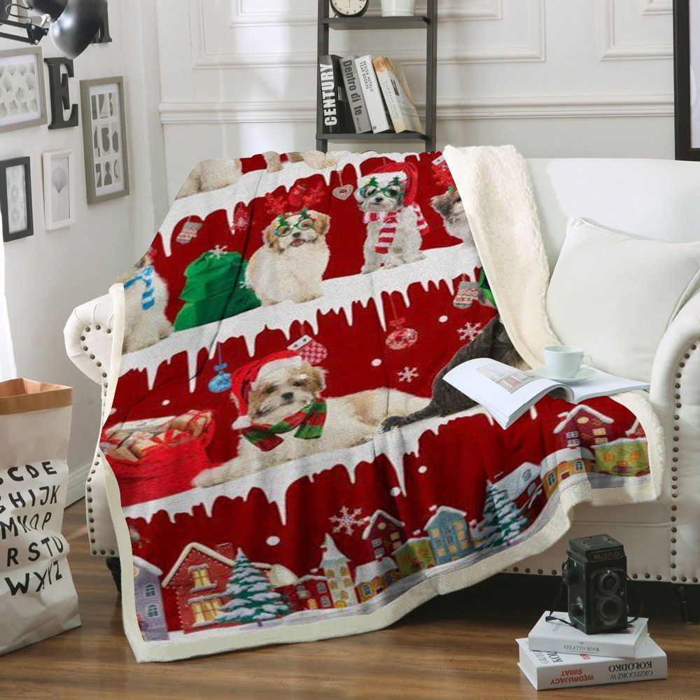 Malshi Snow Christmas Sherpa Fleece Blanket