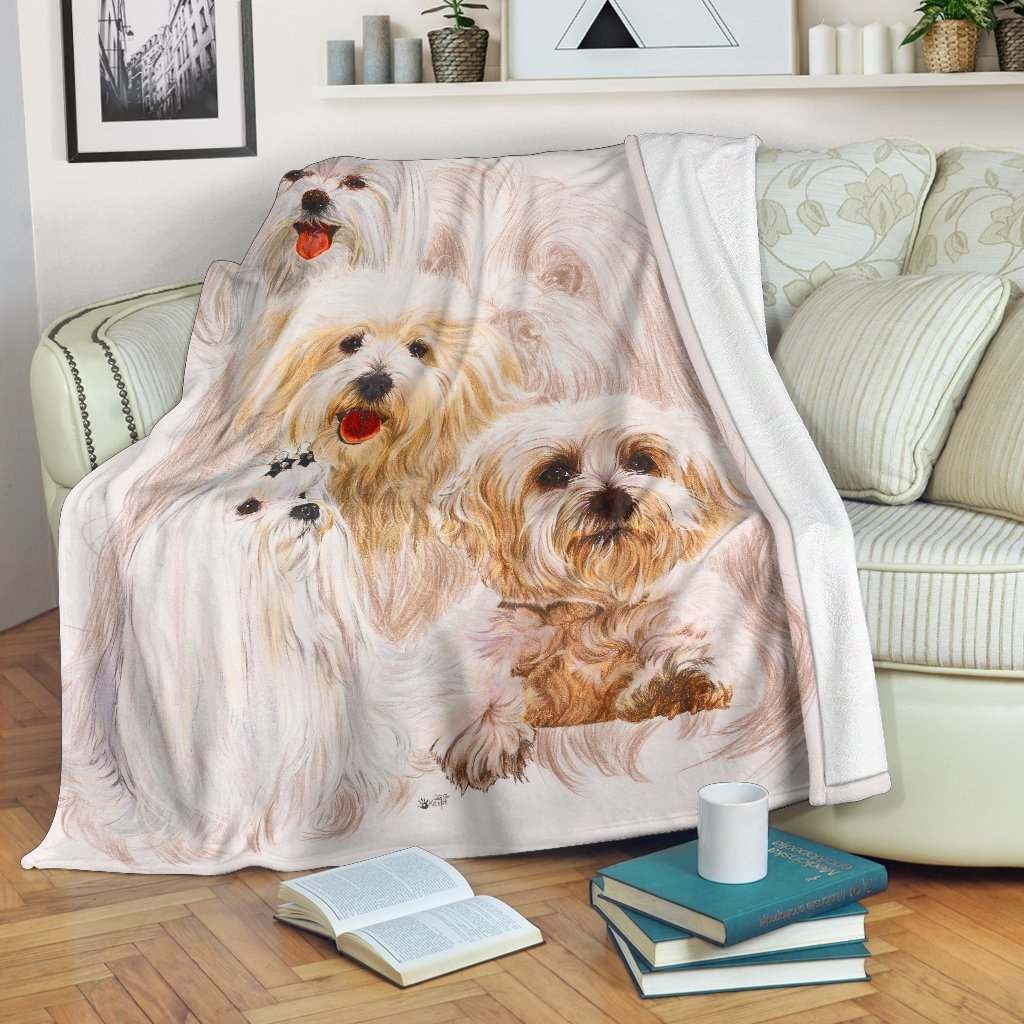 Maltese Dog Sherpa Fleece Blanket