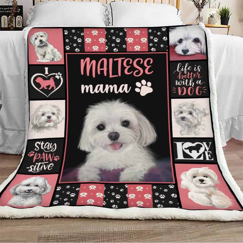 Maltese Dog Love Sherpa Fleece Blanket