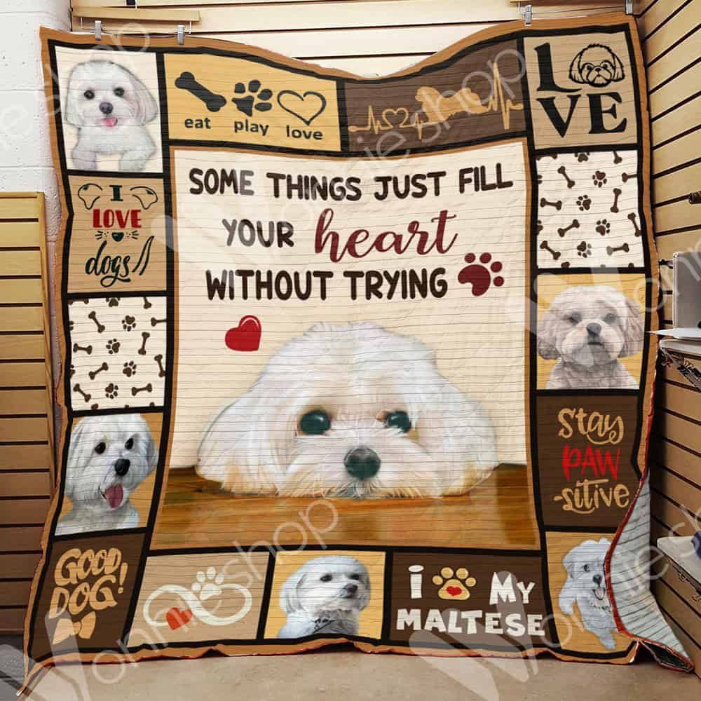 Maltese Dog Some Things Just Fill Your Heart Without Trying GS-CL-LD0701 Quilt Blanket