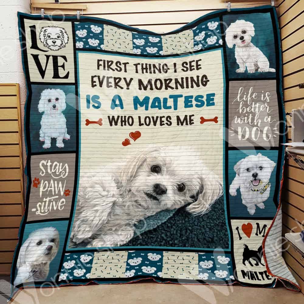 Maltese Dog Who Loves Me GS-CL-LD0701 Quilt Blanket