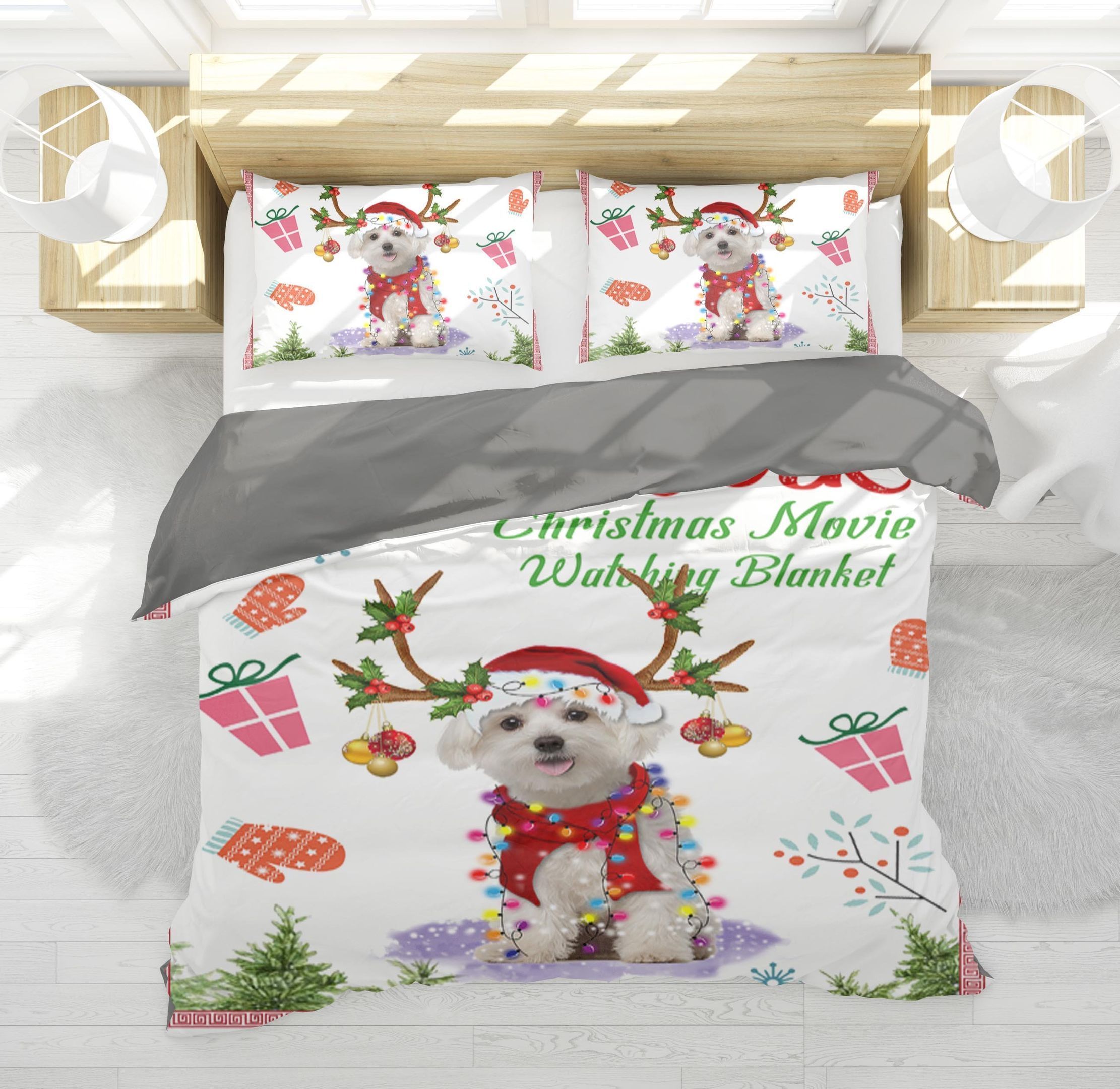 Maltese Gorgeous Reindeer Christmas Bedding Set
