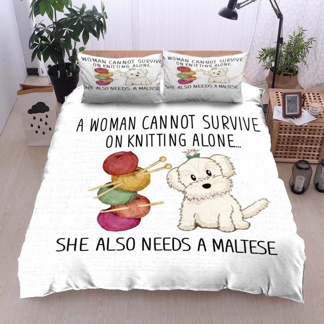 Maltese Knitting Bedding Set