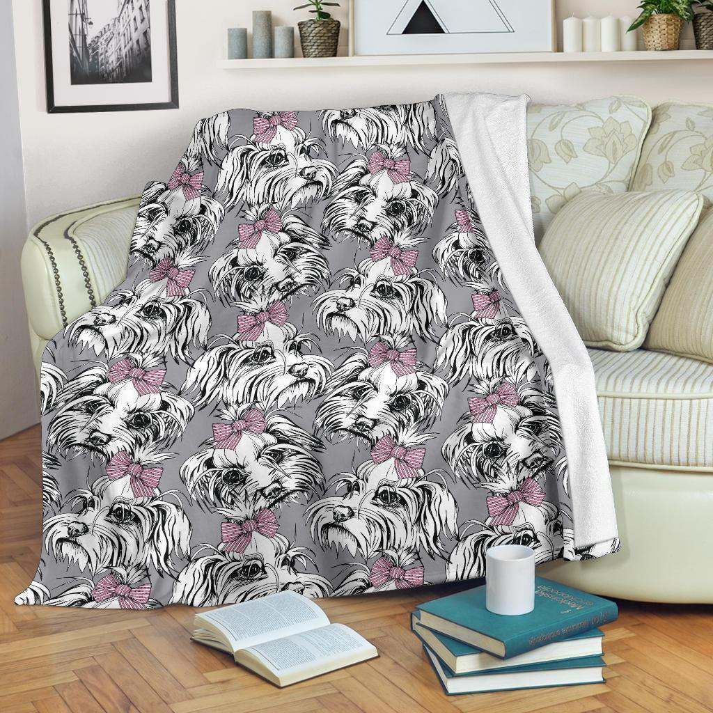 Maltese Puppy Dog Sherpa Fleece Blanket